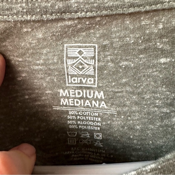 Larva Sugar Skull Colorful Short Sleeve Heather Gray Crew Neck Tee - Picture 7 of 9